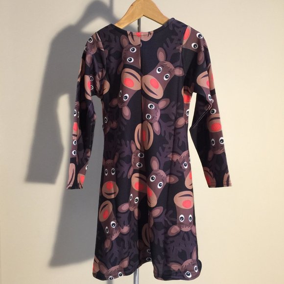 Misslook Girls Dress Christmas Holiday Rudolph Red Nosed Reindeer Size 7-8 Years - Picture 4 of 12